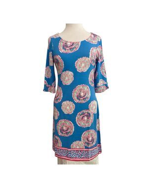 Harley NWT Lucy dress sunburst blue pink white coastal jersey V neck size small